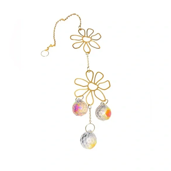 Long Golden Crystal Prism and Charm Suncatchers - Picture 3 of 11
